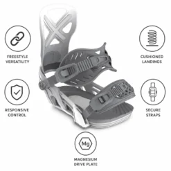 Attacchi Snowboard Bent Metal Anvil White Grey