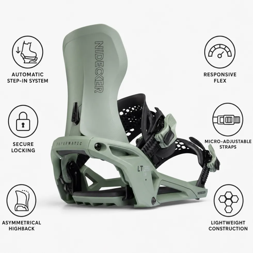 Attacchi Snowboard Nidecker Supermatic Lt Olive