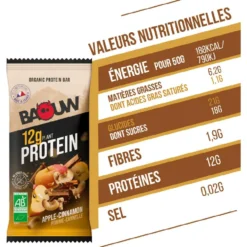 Barrette energetiche Baouw Protéinée Bio 50 g. Pomme & Cannelle