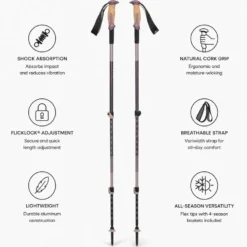 Bastoncini Black Diamond Trail Vista Shock Trek 110-140 cm Dark Mauve