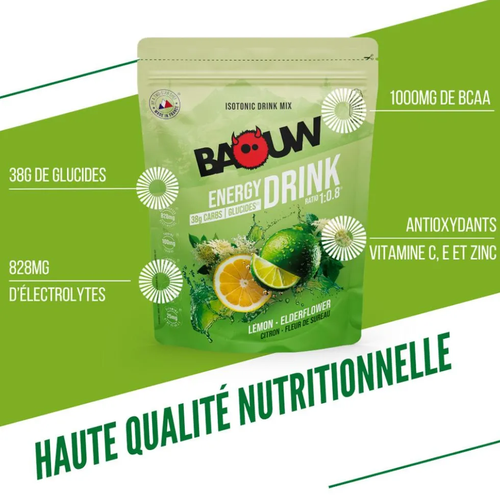 Bevi Baouw Énergétique Isotonique Bio 585 g. Citron Fleur De Sureau