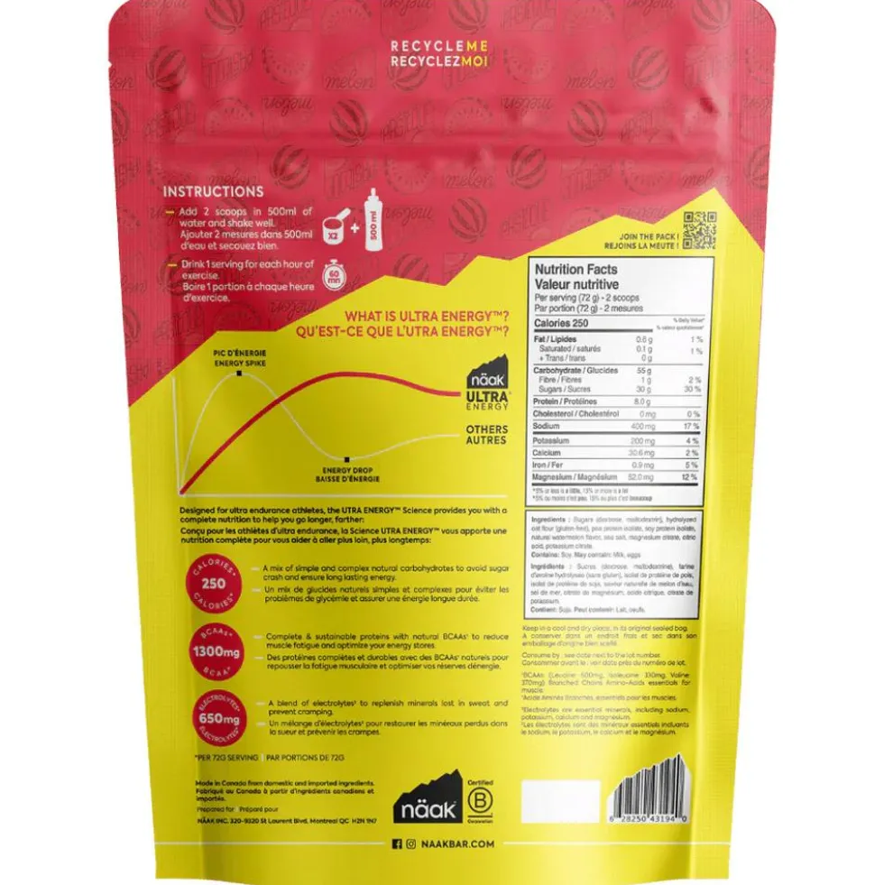 Bevi Naak Ultra Energy Drink Mix 720 g. Pastèque