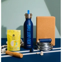 Borracce Qwetch Active 600 ml (Bouchon Sport) Level Up Bleu Nuit