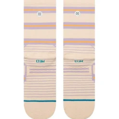 Calze Stance Perf Run Womens Crew Mid Cushion Sock Beam Stripe Oatmeal