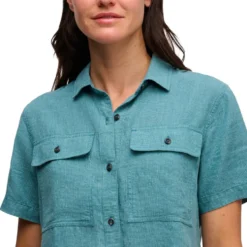 Camicia da trekking Black Diamond W's Scenic Route Short Sleeve Creek Blue Glacier