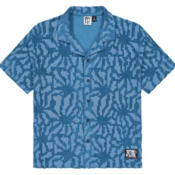 Camicia Picture Spongy Blue Flower Embossed