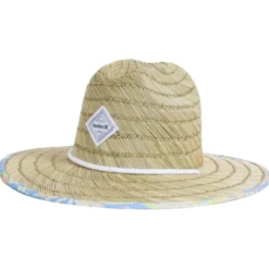 Cap Hurley Women Diamond Straw Hat Canvas