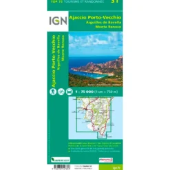 Carte IGN Ajaccio Porto-Vecchio Aiguilles de Bavella Monte Renoso