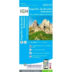 Carte IGN 4253ET Aiguilles de Bavella, Solenzara, Parc naturel régional de Corse
