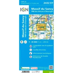 Carte IGN 2432ET Massif du Sancy, PNR des Volcans d'Auvergne
