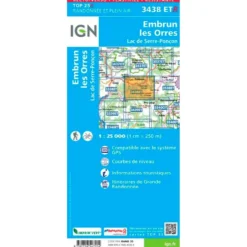 Carte IGN 3438ETR Embrun, les Orres, Lac de Serre-Ponçon - Résistante