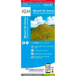 Carte IGN 2432ETR Massif du Sancy, PNR des Volcans d'Auvergne - Résistante