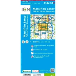 Carte IGN 2432ETR Massif du Sancy, PNR des Volcans d'Auvergne - Résistante