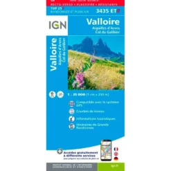 Carte IGN 3435ETR Valloire, Aiguilles d'Arves, Col du Galibier - Résistante