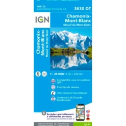 Carte IGN 3630Ot Chamonix Massif Du Mt Blanc