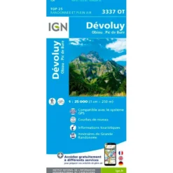 Carte IGN 3337OT Dévoluy, Obiou, Pic de Bure