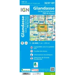 Carte IGN 3237OT Glandasse, Col de la Croix-Haute, PNR du Vercors