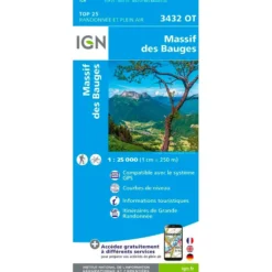 Carte IGN 3432OT Massif des Bauges
