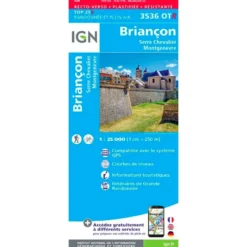 Carte IGN 3536OTR Briancon, Serre Chevalier, Montgenèvre - Résistante