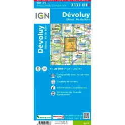 Carte IGN 3337OTR Dévoluy, Obiou, Pic de Bure - Résistante