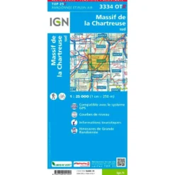 Carte IGN 3334OTR Massif de la Chartreuse Sud - Résistante