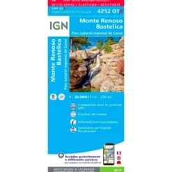 Carte IGN 4252OTR Monte Renoso, Bastelica, Parc naturel régional de Corse - Résistante