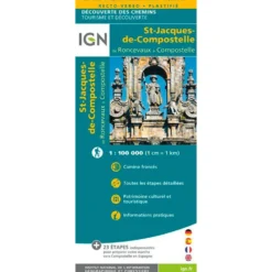 Carte IGN St Jacques de Compostelle de Roncevaux à Compostelle
