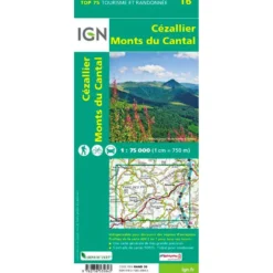 Carte IGN TOP75016 Cezallier Monts Du Cantal