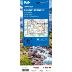 Carte IGN TOP75019 Gavarnie - Neouvielle Luchonnais Vallée D'Aure Pic Du Midi de Bigorre