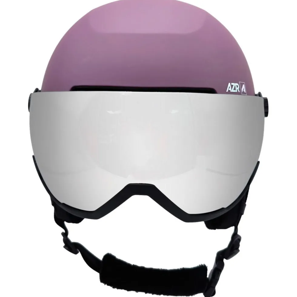 Casco con visiera AZR Orion Visor Cramberry Mat Gris Miroir + Yellow Visor