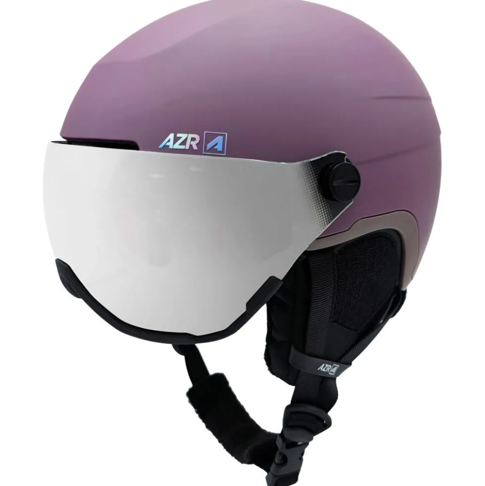 Casco con visiera AZR Orion Visor Cramberry Mat Gris Miroir + Yellow Visor