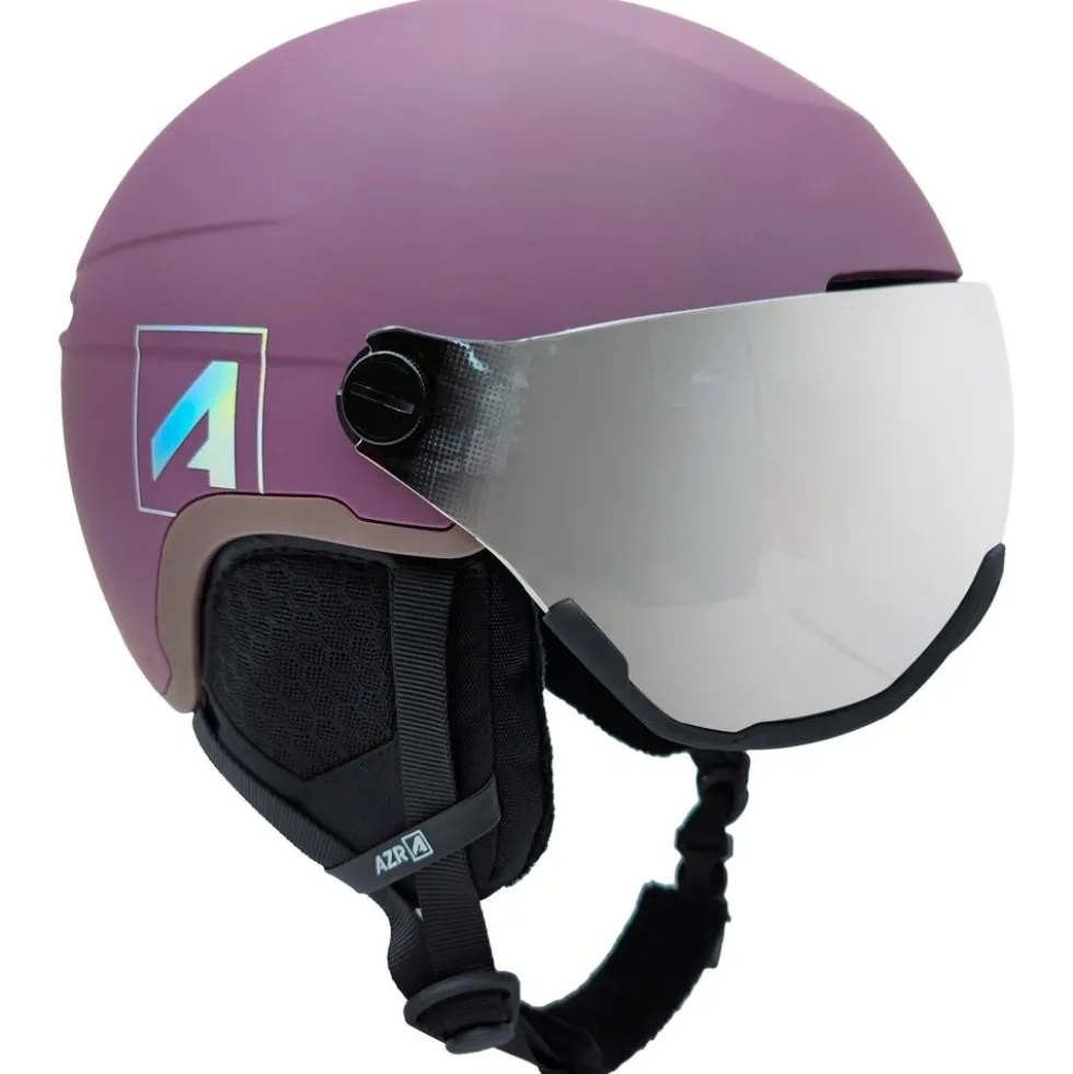 Casco con visiera AZR Orion Visor Cramberry Mat Gris Miroir + Yellow Visor