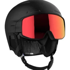 Casco con visiera Salomon Driver Prime Sigma Plus Black Poppy Red + Ice Blue