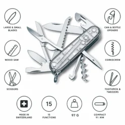 Coltelli Victorinox Huntsman Silvertech Grey Argent Translucide