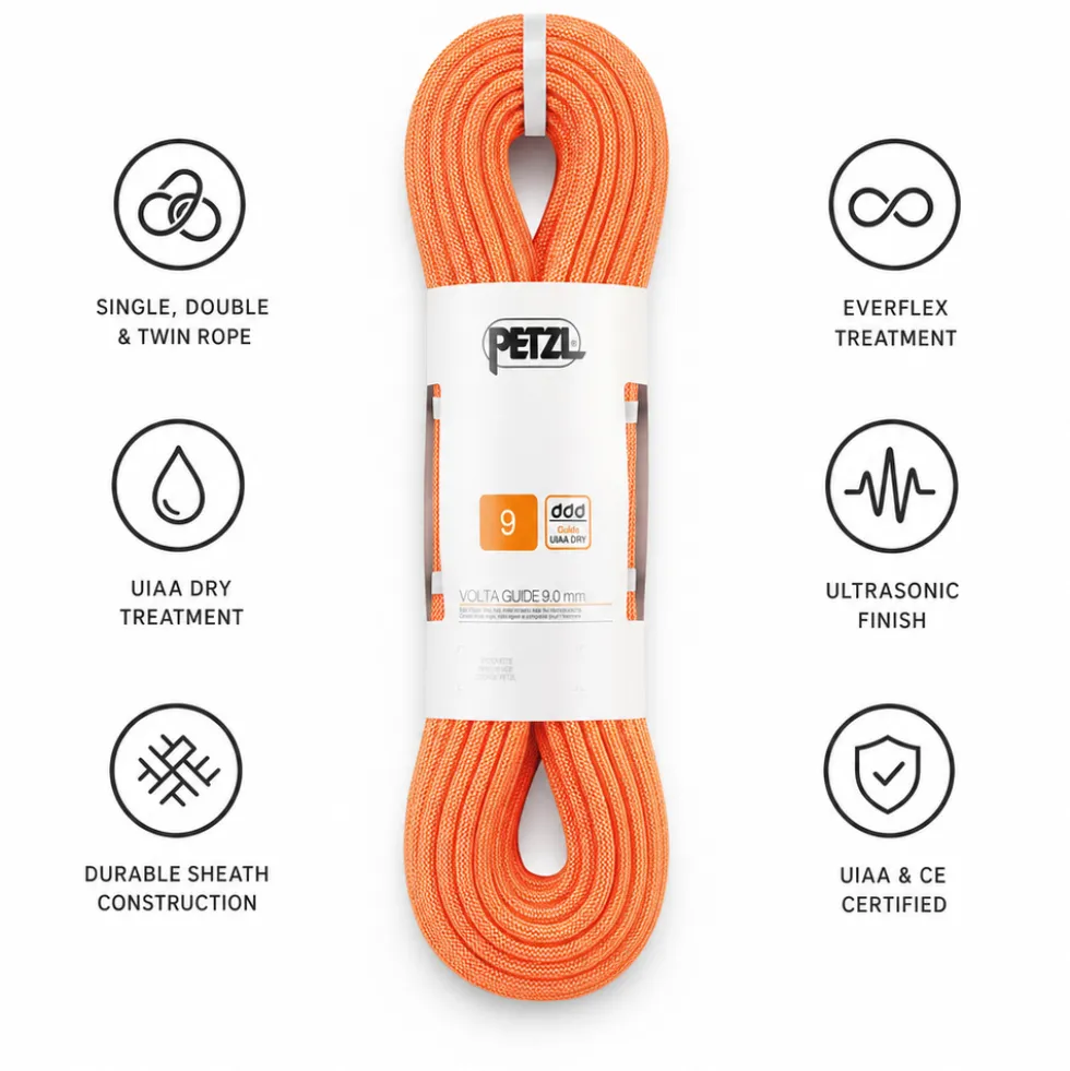 Corde Petzl Volta Guide 9mm Orange