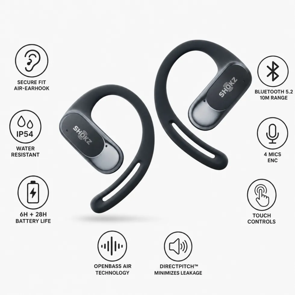 Cuffie Shokz OpenFit Air Noir