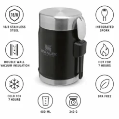 Gavette Stanley The Legendary Food Jar + Spork 0.4L Matte Black Pebble