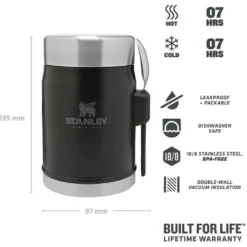 Gavette Stanley The Legendary Food Jar + Spork 0.4L Matte Black Pebble