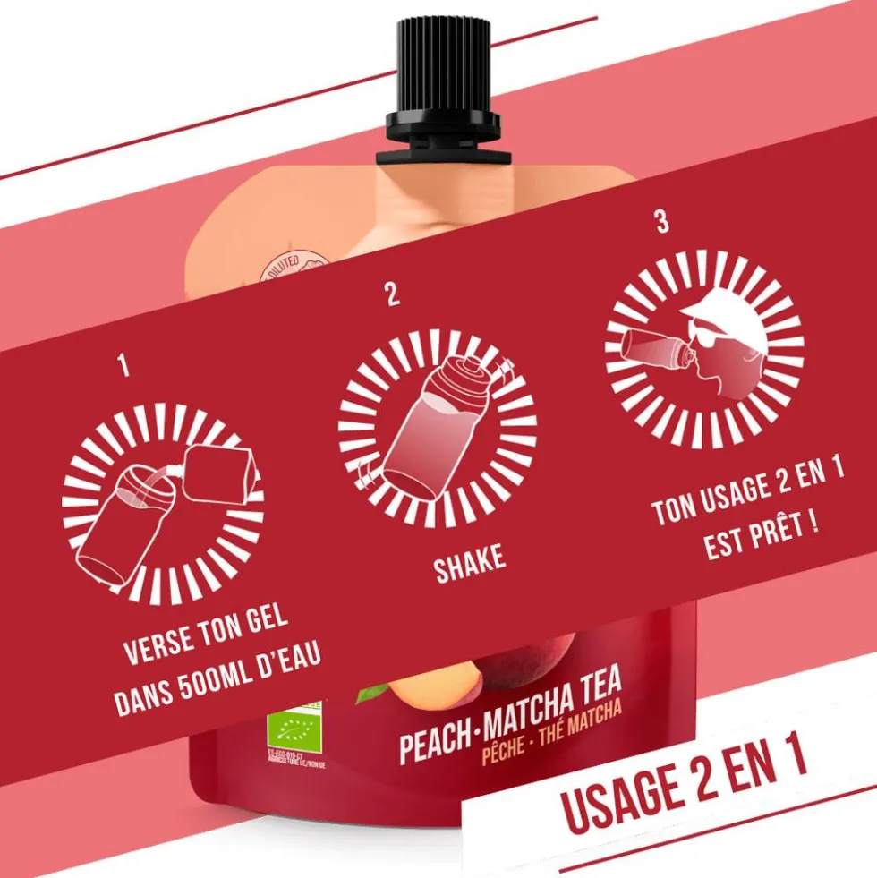 Gel energetici Baouw Gel Naturel Bio 85 g. Pêche Thé Matcha