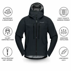 Giacca da alpinismo Norrona Trollveggen Gore-Tex Pro Light Jacket M's Caviar Black