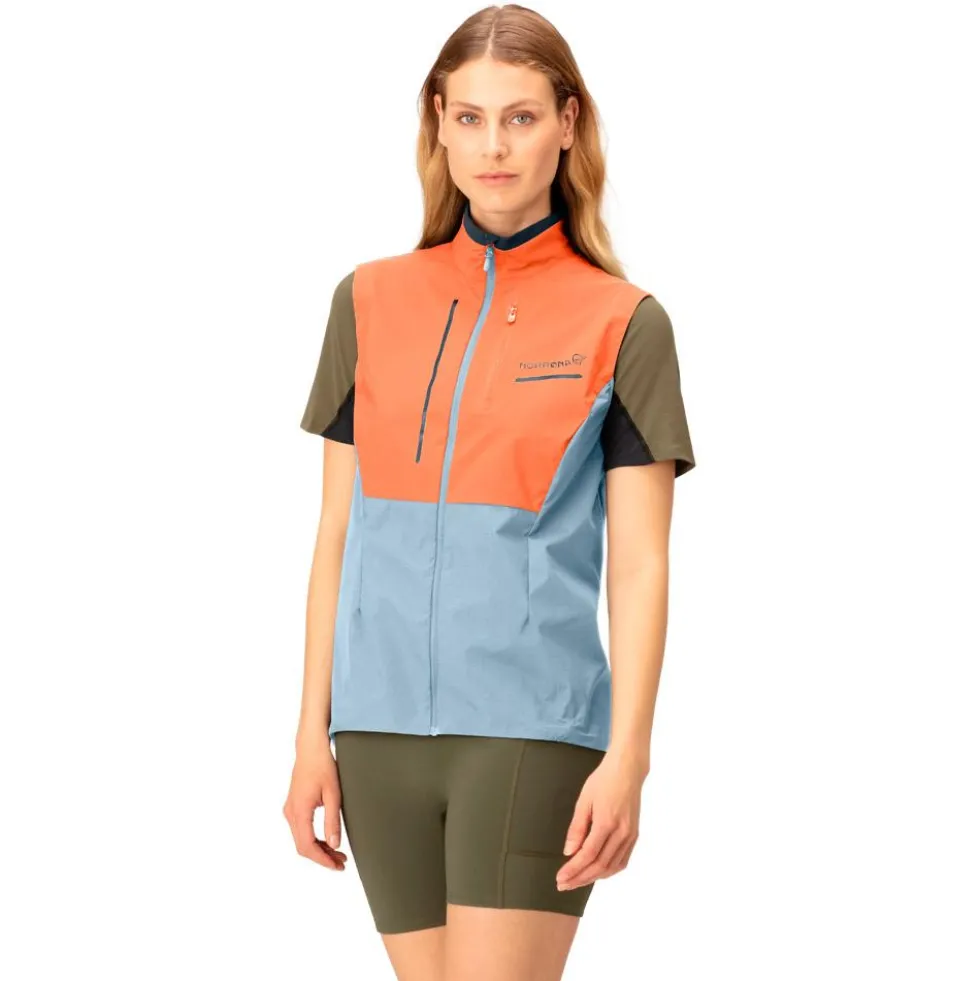 Giacca da trail Norrona senja aero90 Vest W's Flamingo - Blue Fog