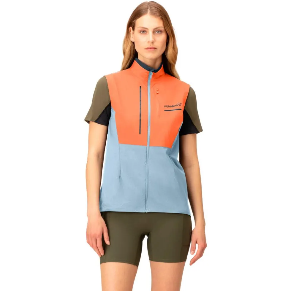 Giacca da trail Norrona senja aero90 Vest W's Flamingo - Blue Fog