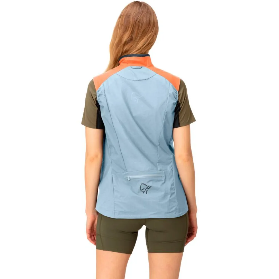Giacca da trail Norrona senja aero90 Vest W's Flamingo - Blue Fog