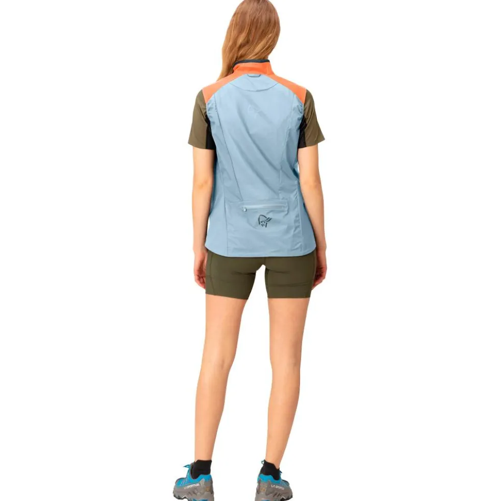 Giacca da trail Norrona senja aero90 Vest W's Flamingo - Blue Fog