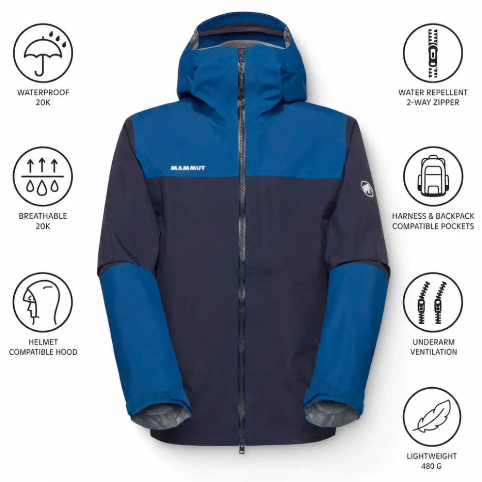 Giacca da trekking Mammut Alto Guide Hardshell Hooded Marine Tschiel