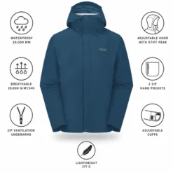 Giacca da trekking RAB Downpour Tempest Blue
