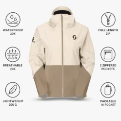 Giacca da trekking Scott W's Explorair Light Dryo 2.5 Layer Cotton White Toast Beige