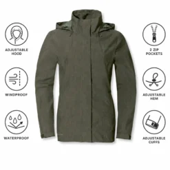 Giacca da trekking Vaude Women's Rosemoor Jacket II Khaki