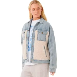 Giacca Rip Curl Cruisin' Sherpa Denim Jacket Washed Blue