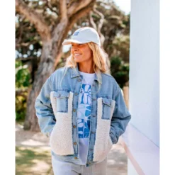 Giacca Rip Curl Cruisin' Sherpa Denim Jacket Washed Blue